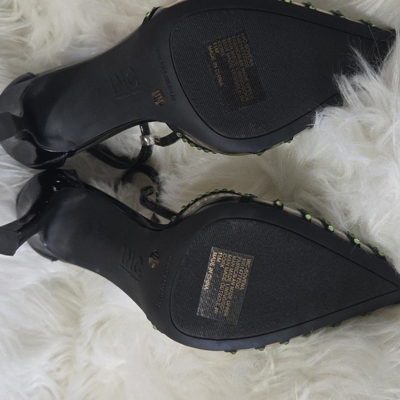 INC Womens Black T-Strap Rhinestone Buckle Accent Heels - Picture 5 of 5